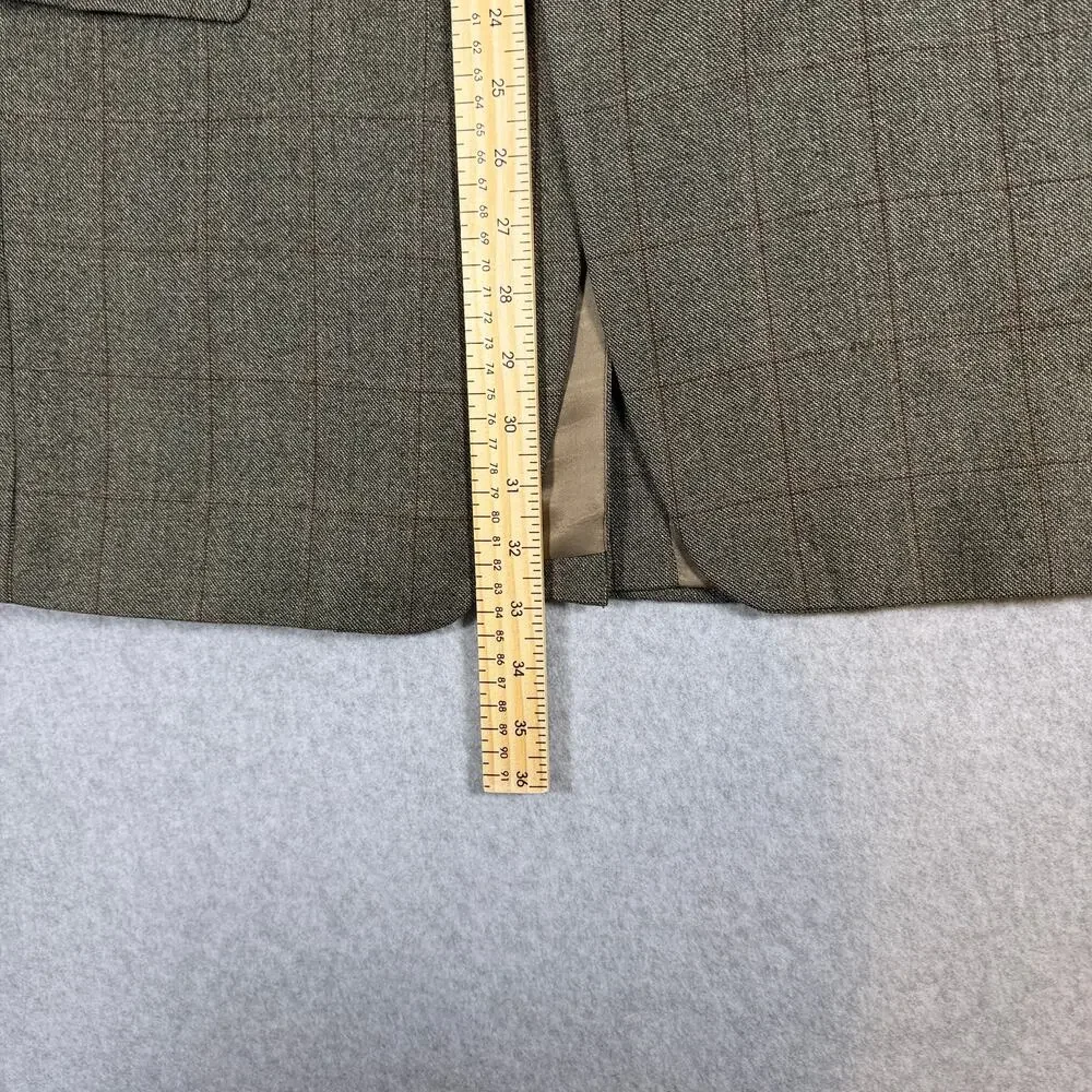Jos A Bank 100% Wool Plaid Tweed Sport Coat Blazer Jacket Mens 43L Olive Brown